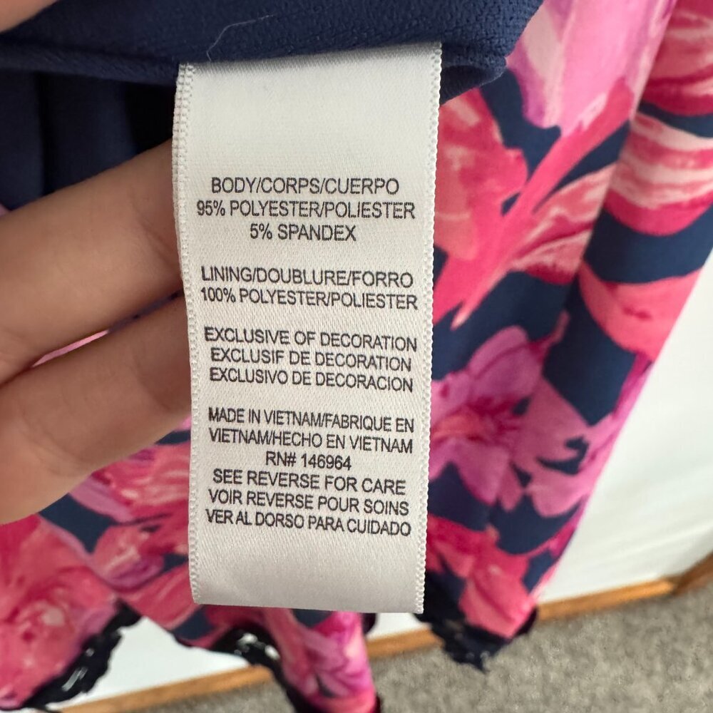 NWT Size 4 Floral and Lace Fit and Flare Donna Ricco Dress Pink and Navy - Picture 12 of 13